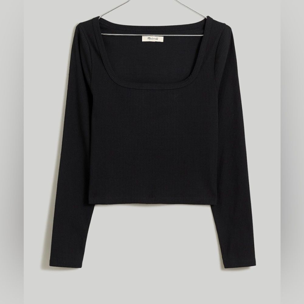 Madewell Square-Neck Long-Sleeve Crop Tee in Sleekhold NWT Size M